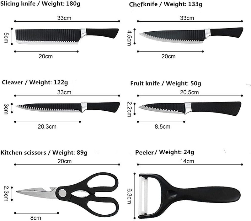 6-Piece Kitchen Knife Set with Scissors – Perfect for Chefs & Cooking