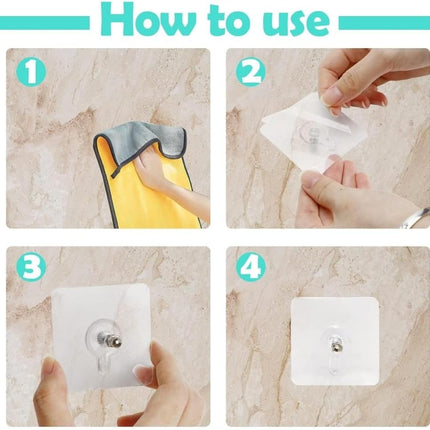 Adhesive Hooks – 4 Pcs Reusable Wall Hangers for Home & Kitchen