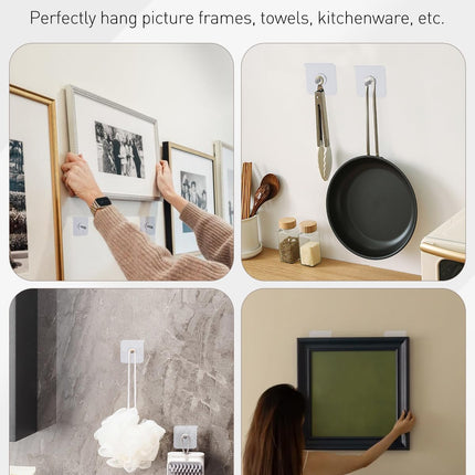 Adhesive Hooks – 4 Pcs Reusable Wall Hangers for Home & Kitchen