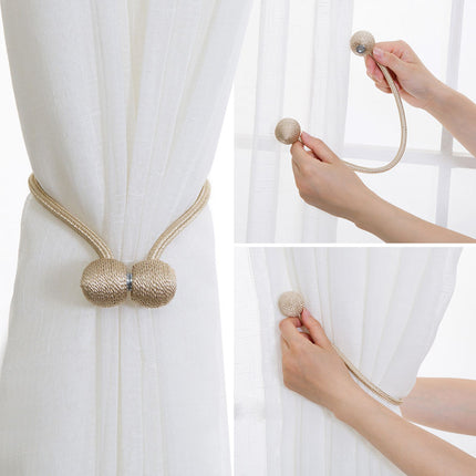 1 PCS Magnetic Curtain Tiebacks – 1 Pair Decorative Rope Holders for Home & Office Drapes