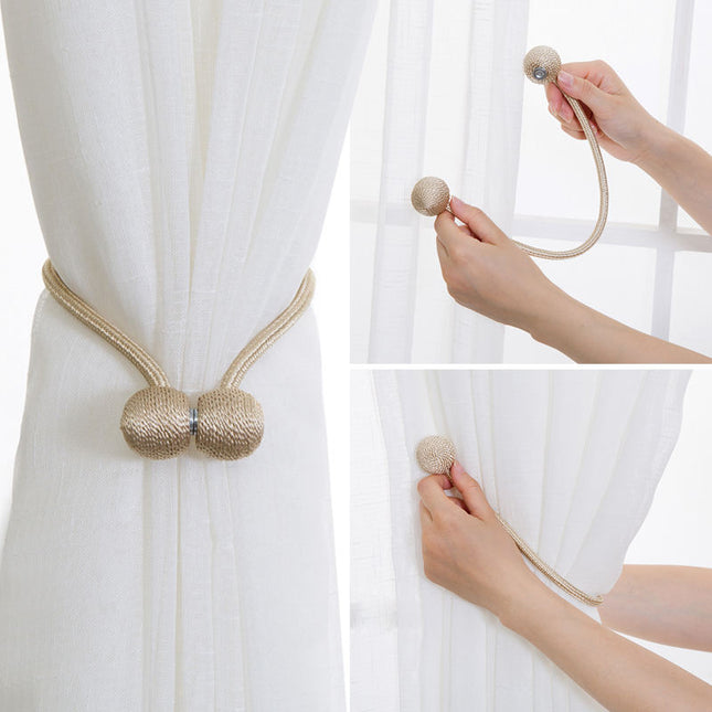 1 PCS Magnetic Curtain Tiebacks – 1 Pair Decorative Rope Holders for Home & Office Drapes