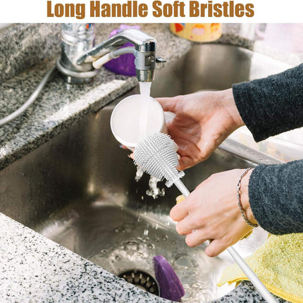 Premium Silicone Bottle Cleaning Brush for Glasses, Baby Bottles, Kitchen Jars & Cups