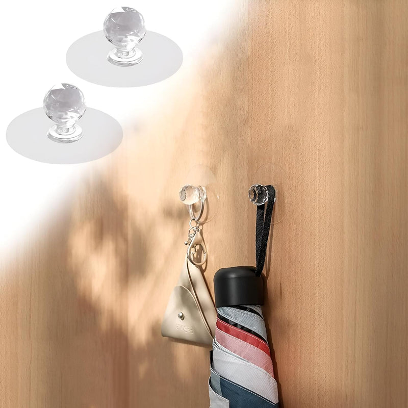 Crystal Wall Hooks – 4 Pcs Adhesive Diamond Hooks for Clothes, Bags & Towels