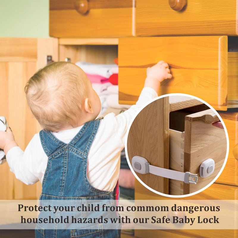 Child Safety Locks for Cabinets & Drawers – No-Drill Baby Proof Latches for Fridge, Toilet, Oven & Furniture