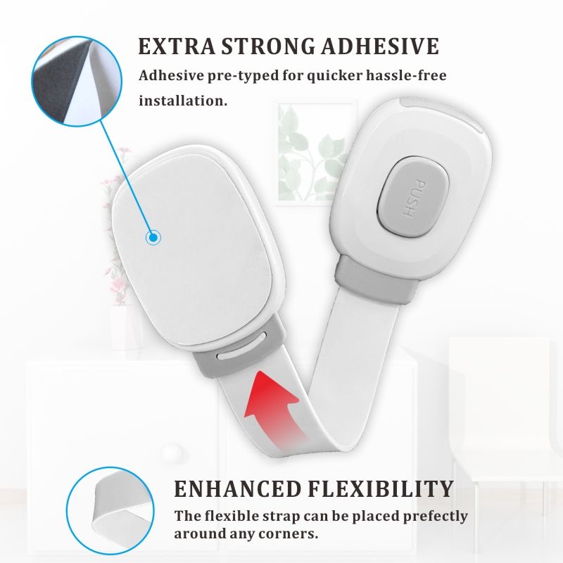 Child Safety Locks for Cabinets & Drawers – No-Drill Baby Proof Latches for Fridge, Toilet, Oven & Furniture