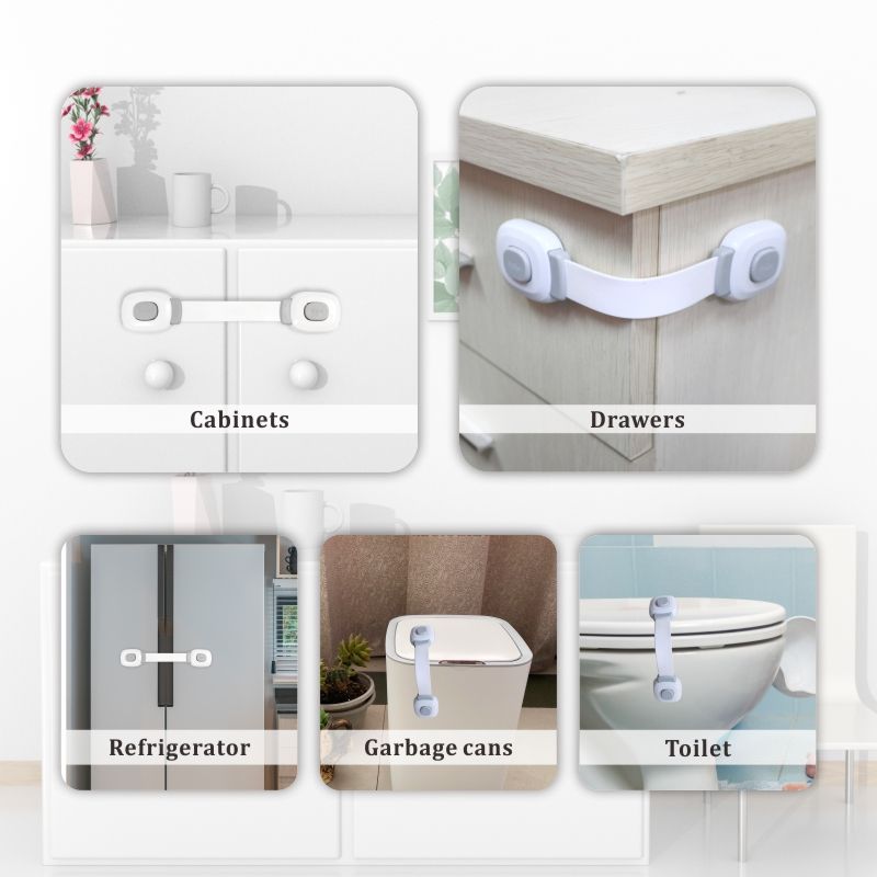 Child Safety Locks for Cabinets & Drawers – No-Drill Baby Proof Latches for Fridge, Toilet, Oven & Furniture