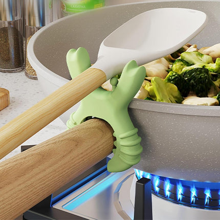 Crab Utensil Rest Pot Clip – Silicone Spoon Holder & Pot Clip for Cooking, Stirring & Spill Control