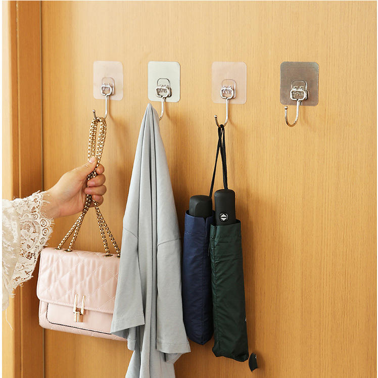 Premium Adhesive Hooks – Brushed Stainless Steel Wall Hangers, No Tools Needed (4PCS)