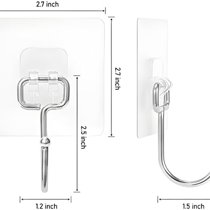 Premium Adhesive Hooks – Brushed Stainless Steel Wall Hangers, No Tools Needed (4PCS)
