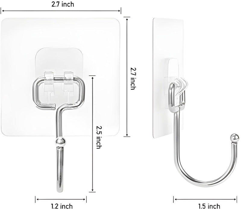 Premium Adhesive Hooks – Brushed Stainless Steel Wall Hangers, No Tools Needed (4PCS)