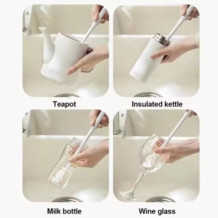 Premium Silicone Bottle Cleaning Brush for Glasses, Baby Bottles, Kitchen Jars & Cups