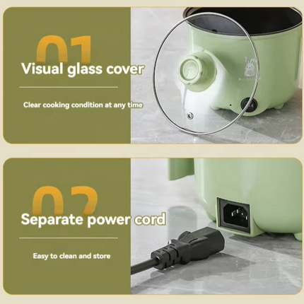 1.8L Mini Electric Cooker – Portable Non-Stick Travel Pot for Rice, Ramen & Pasta (Multi-Functional Quick Cooker)