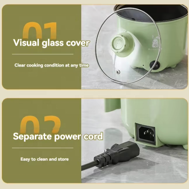 1.8L Mini Electric Cooker – Portable Non-Stick Travel Pot for Rice, Ramen & Pasta (Multi-Functional Quick Cooker)