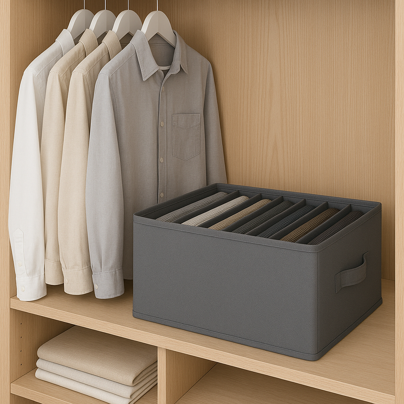 7-Grid Cloth Organizer Box – Foldable Closet Drawer Divider for Clothes, T-Shirts, and Underwear Storage